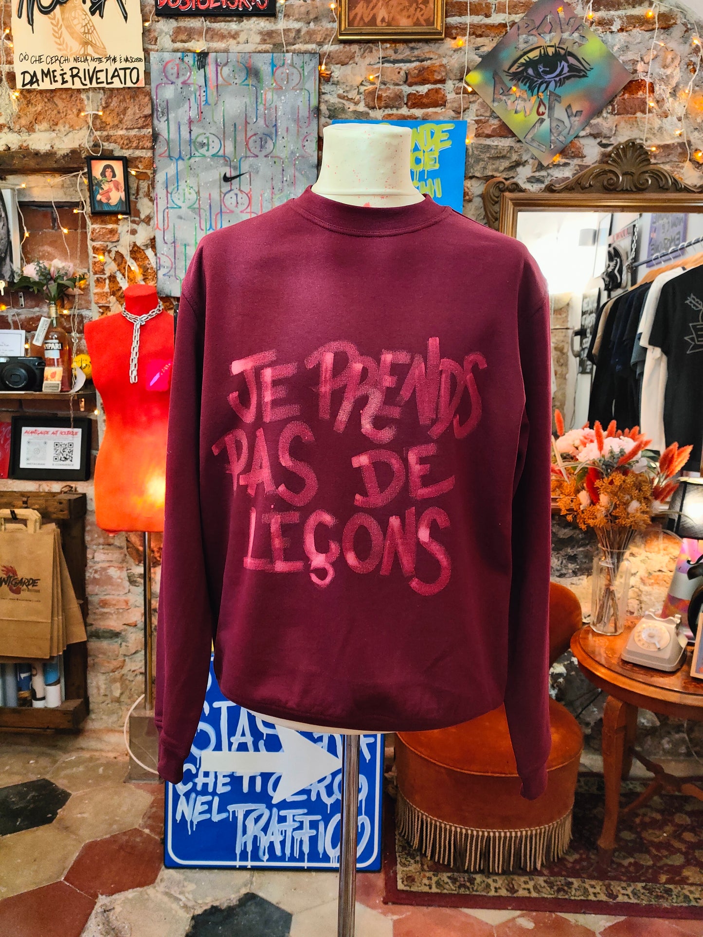 Felpa Handmade "Je Prends Pas De Leçons" - Avantgarde