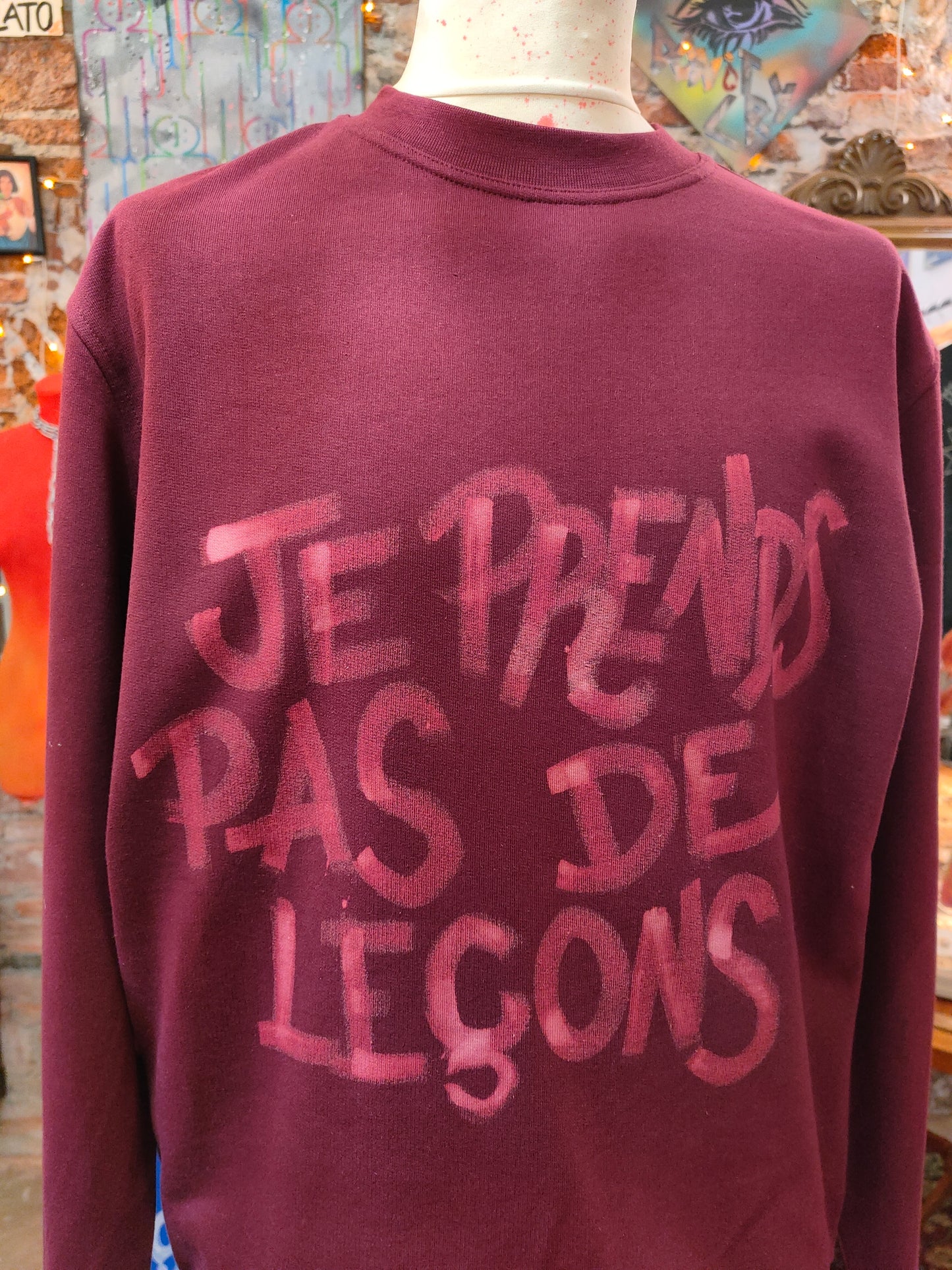Felpa Handmade "Je Prends Pas De Leçons" - Avantgarde