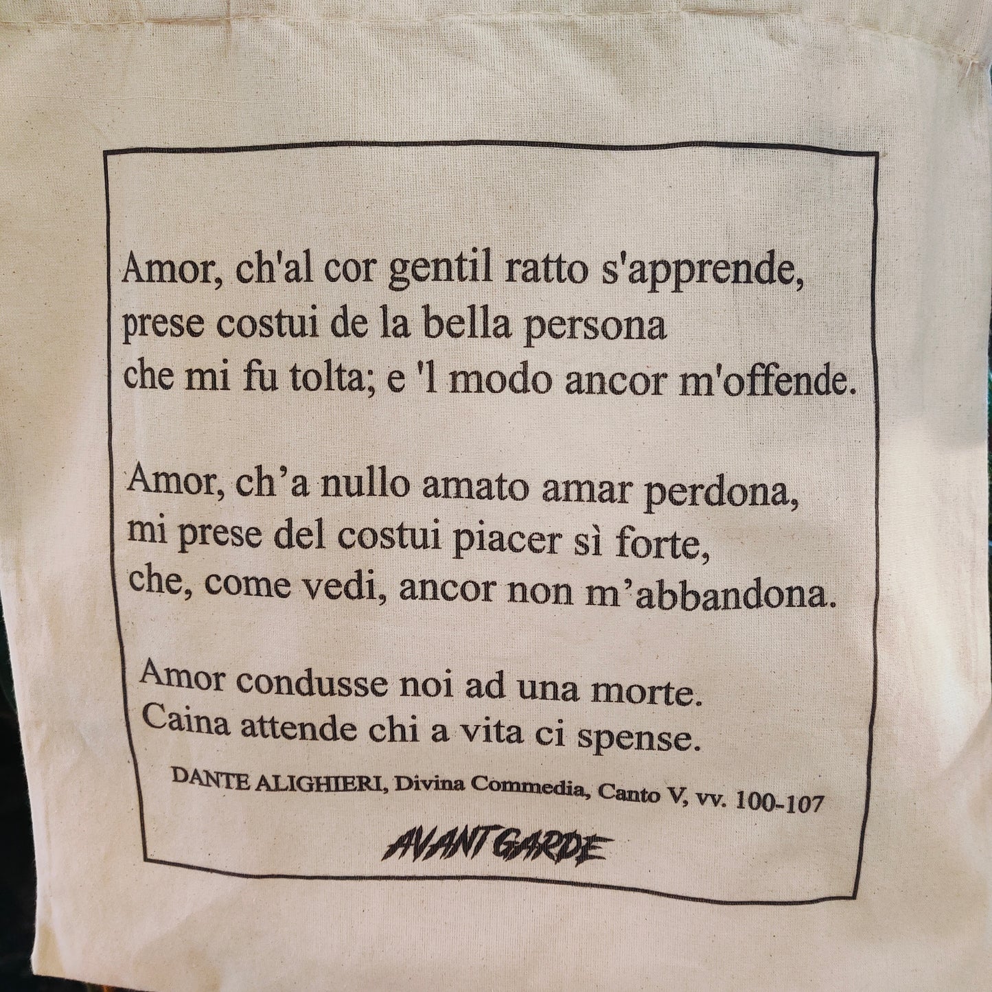 TOTE BAG "DANTE ALIGHIERI - CANTO V"